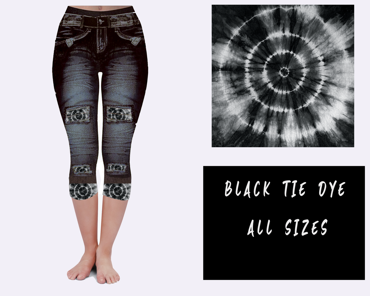 LEGGING JEAN RUN-BLACK TIE DYE (ACTIVE BACK POCKETS) - Like A Duchess