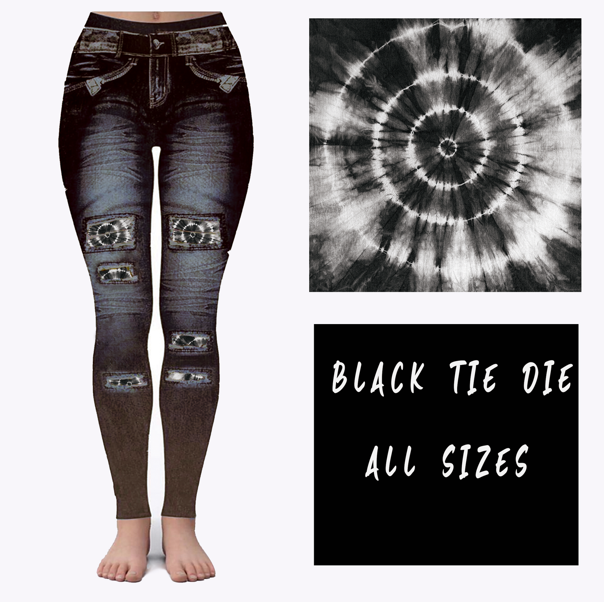 LEGGING JEAN RUN-BLACK TIE DYE (ACTIVE BACK POCKETS) - Like A Duchess