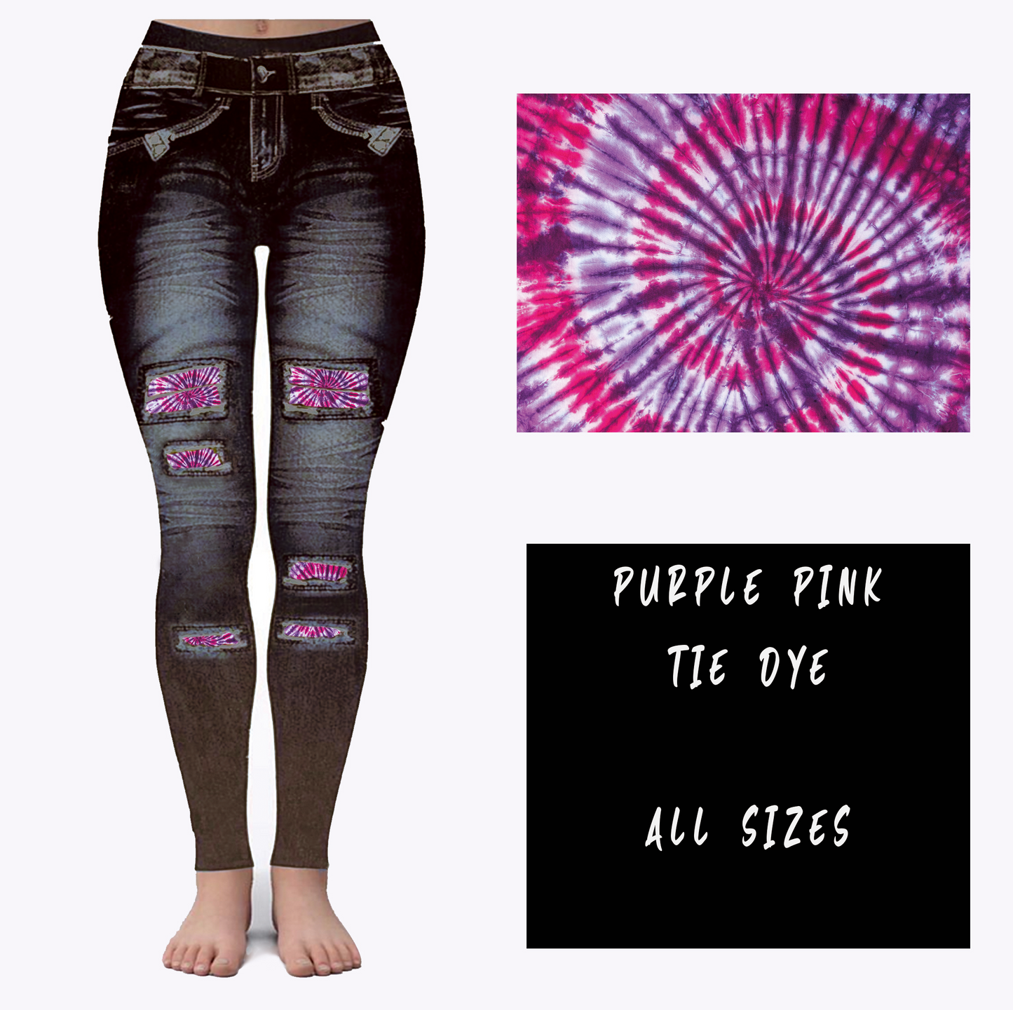 LEGGING JEAN RUN-PINK PURPLE TIE DYE (ACTIVE BACK POCKETS) - Like A Duchess