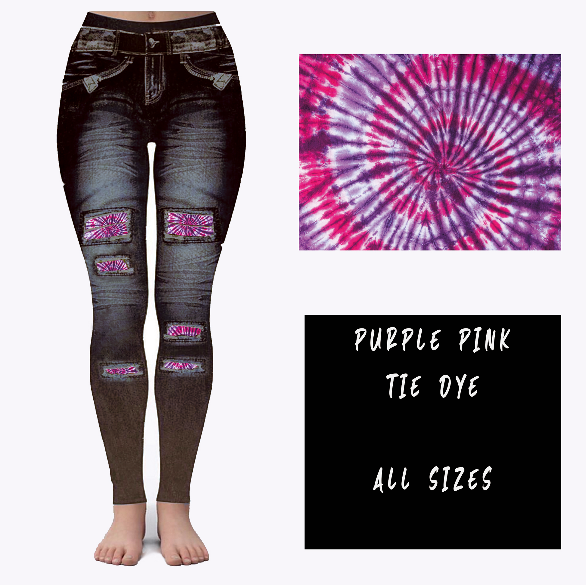 LEGGING JEAN RUN-PINK PURPLE TIE DYE (ACTIVE BACK POCKETS) - Like A Duchess