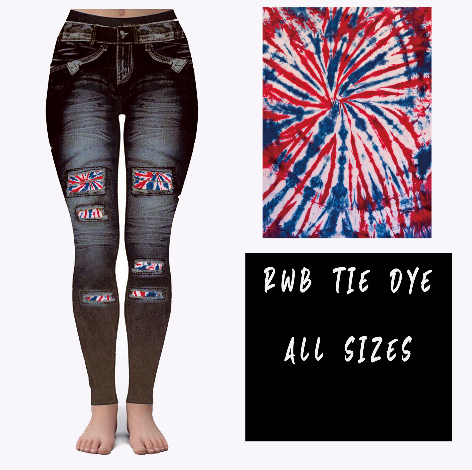 LEGGING JEAN RUN-RWB TIE DYE (ACTIVE BACK POCKETS) - Like A Duchess
