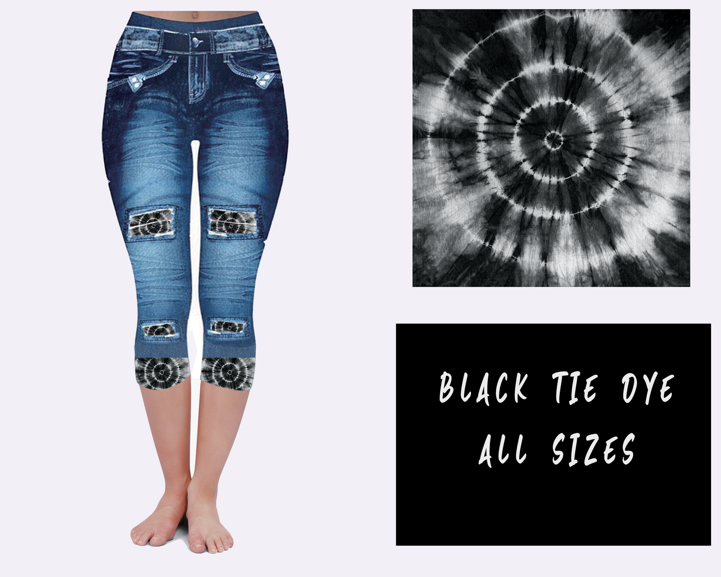 LEGGING JEAN RUN-BLACK TIE DYE (ACTIVE BACK POCKETS) - Like A Duchess