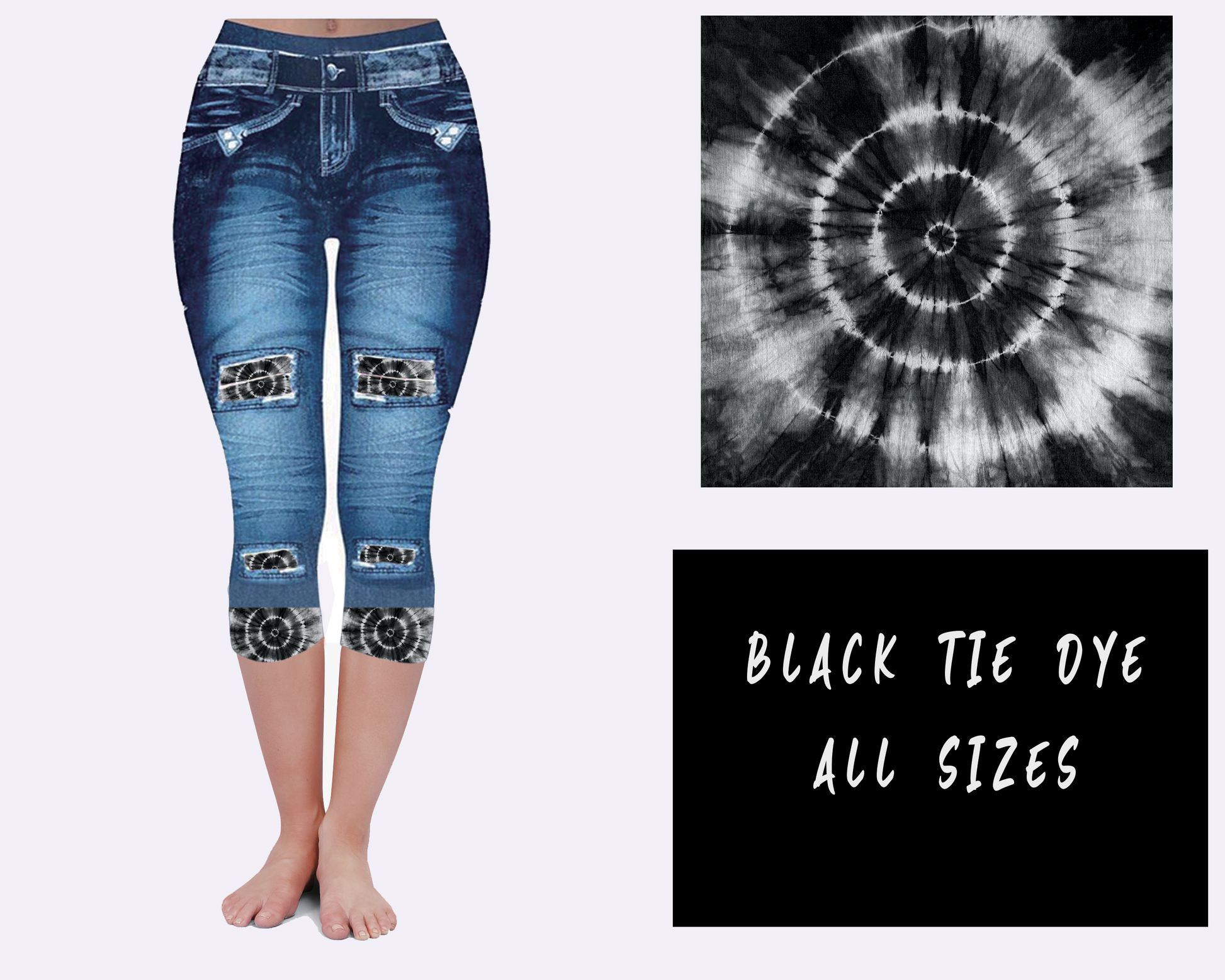 LEGGING JEAN RUN-BLACK TIE DYE (ACTIVE BACK POCKETS) - Like A Duchess