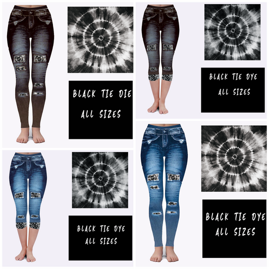 LEGGING JEAN RUN-BLACK TIE DYE (ACTIVE BACK POCKETS) - Like A Duchess