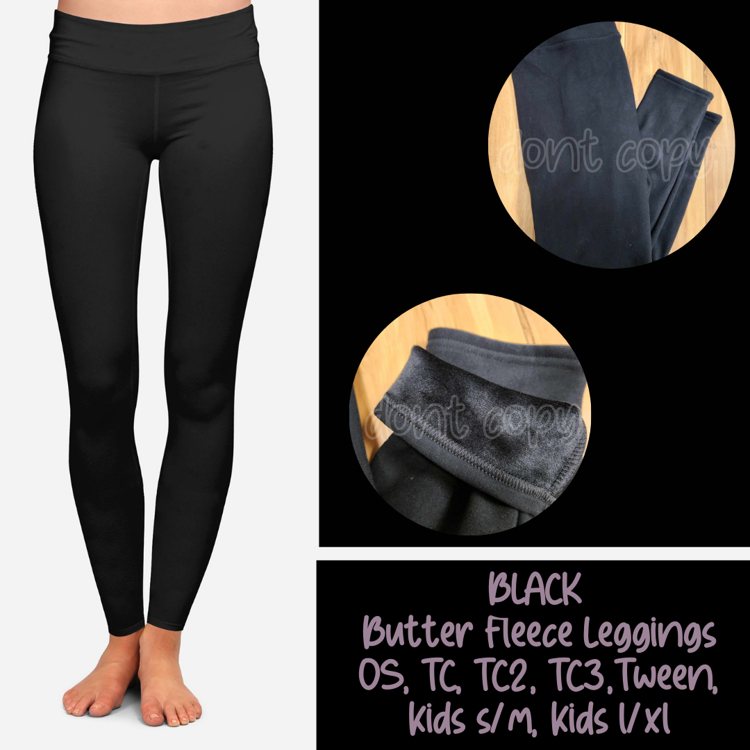 SOLID BLACK  - BUTTER FLEECE LINED LEGGINGS - Like A Duchess