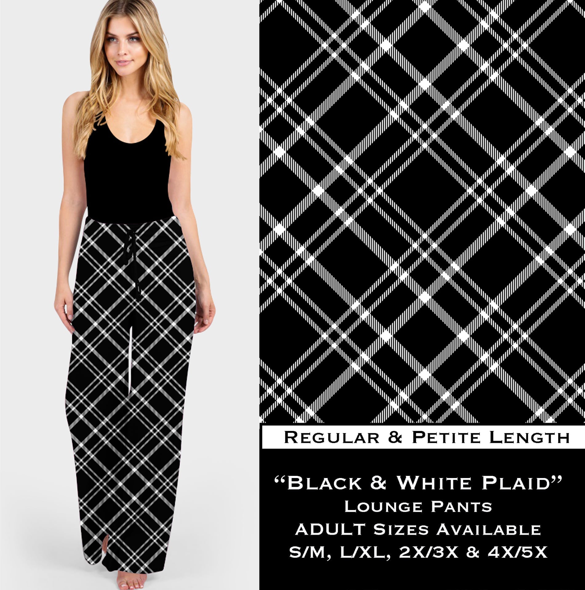 Black & White Plaid - Lounge Pants - Like A Duchess