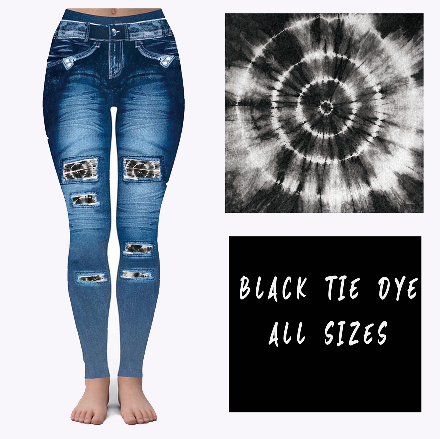 LEGGING JEAN RUN-BLACK TIE DYE (ACTIVE BACK POCKETS) - Like A Duchess