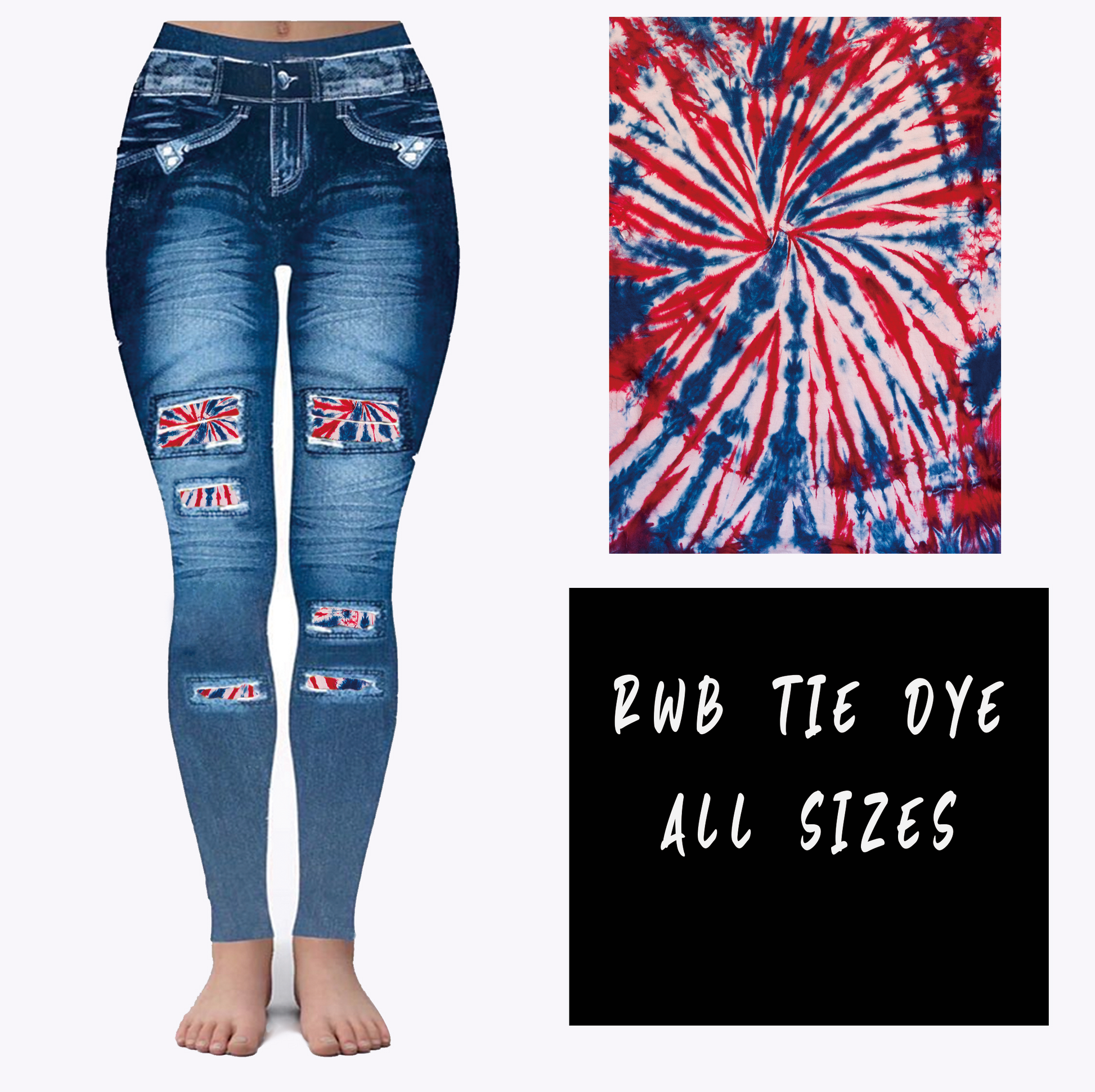 LEGGING JEAN RUN-RWB TIE DYE (ACTIVE BACK POCKETS) - Like A Duchess
