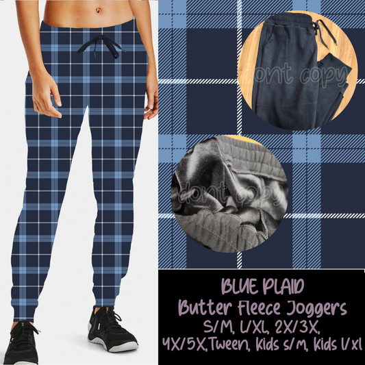 BLUE PLAID - BUTTER FLEECE LINED UNISEX JOGGERS - Like A Duchess