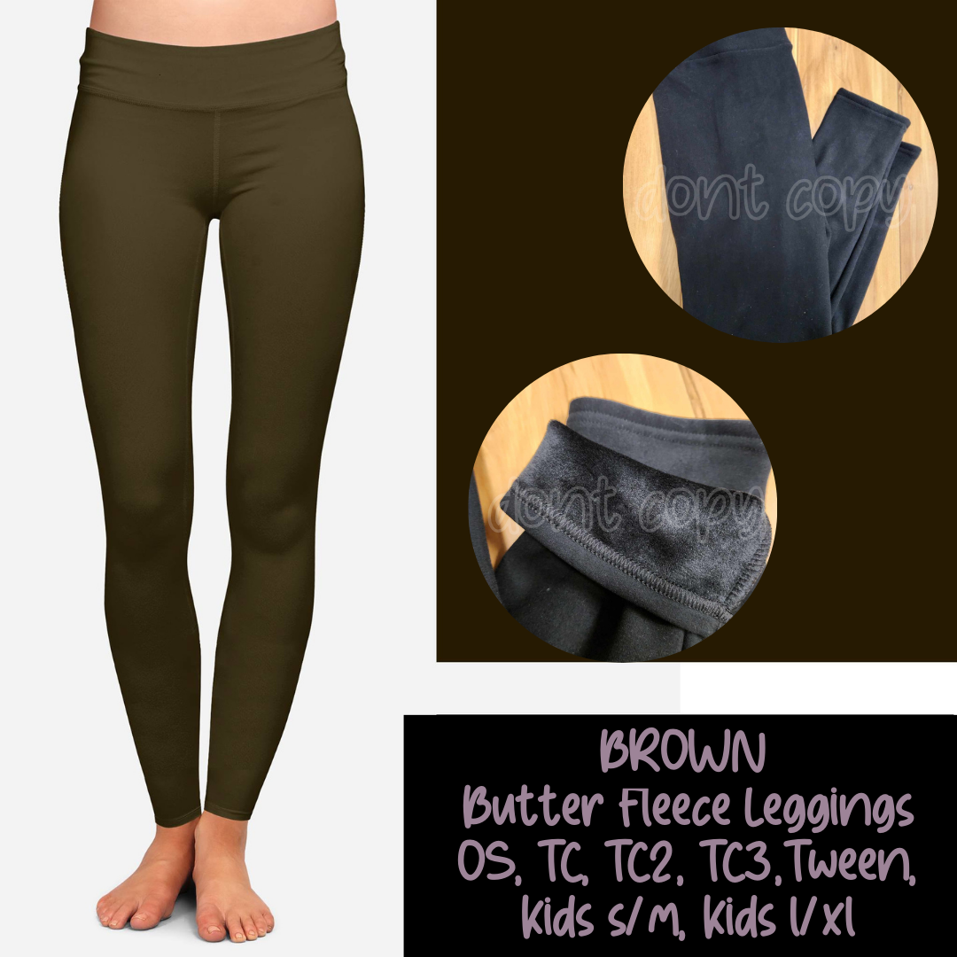 SOLID BROWN - BUTTER FLEECE LINED LEGGINGS - Like A Duchess