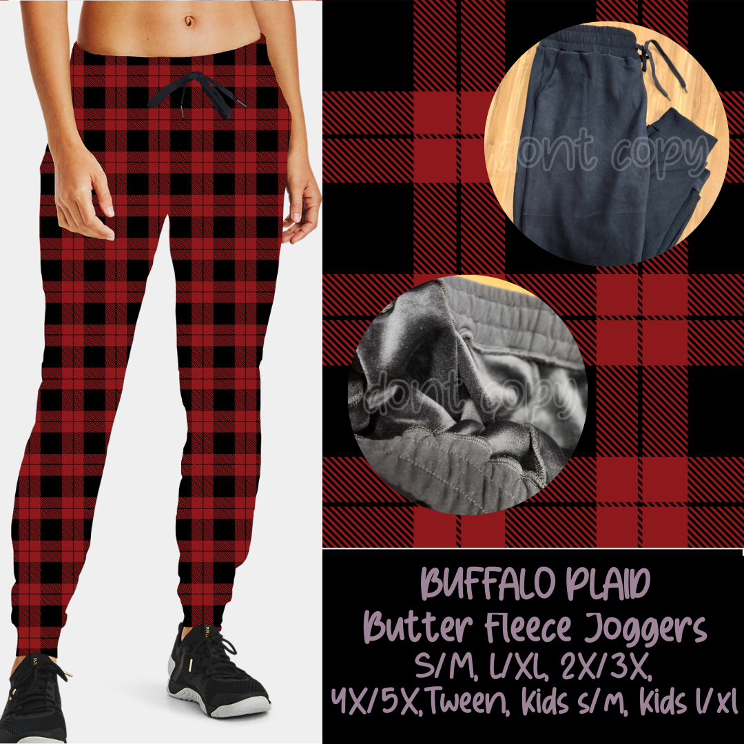 BUFFALO PLAID - BUTTER FLEECE LINED UNISEX JOGGERS - Like A Duchess