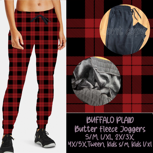BUFFALO PLAID - BUTTER FLEECE LINED UNISEX JOGGERS - Like A Duchess