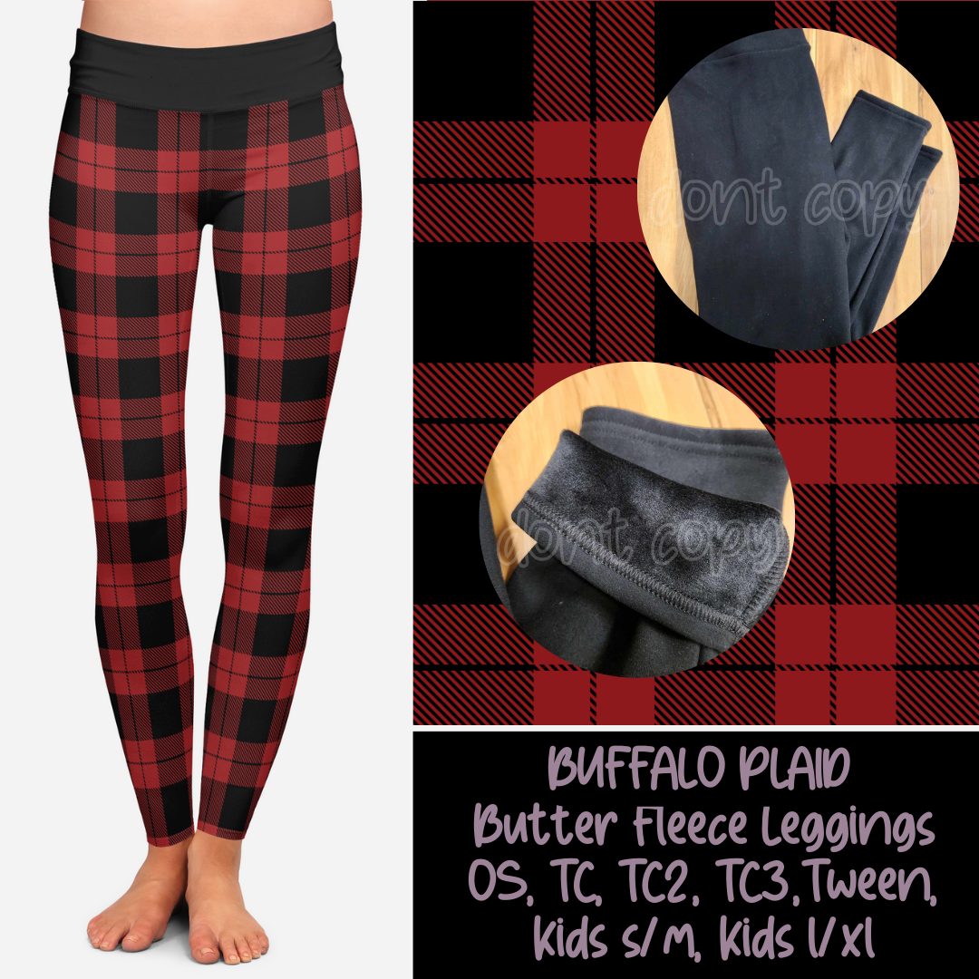 BUFFALO PLAID - BUTTER FLEECE LINED LEGGINGS - Like A Duchess