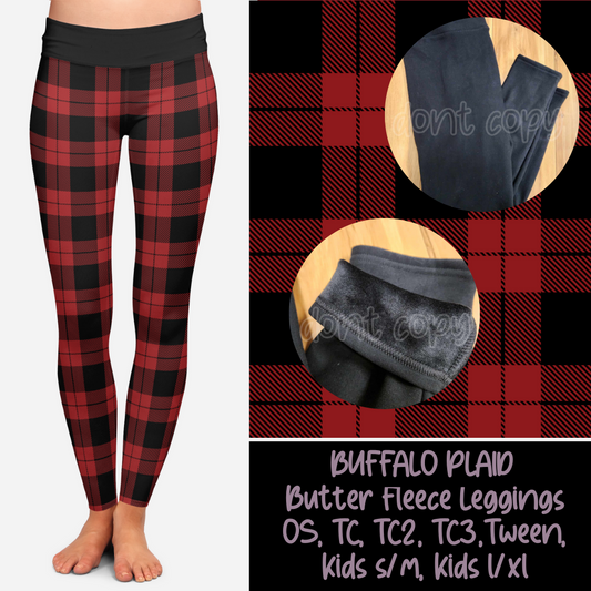 BUFFALO PLAID - BUTTER FLEECE LINED LEGGINGS - Like A Duchess