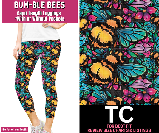 Bum-ble Bees Capri Length Leggings w/ Pockets - Like A Duchess