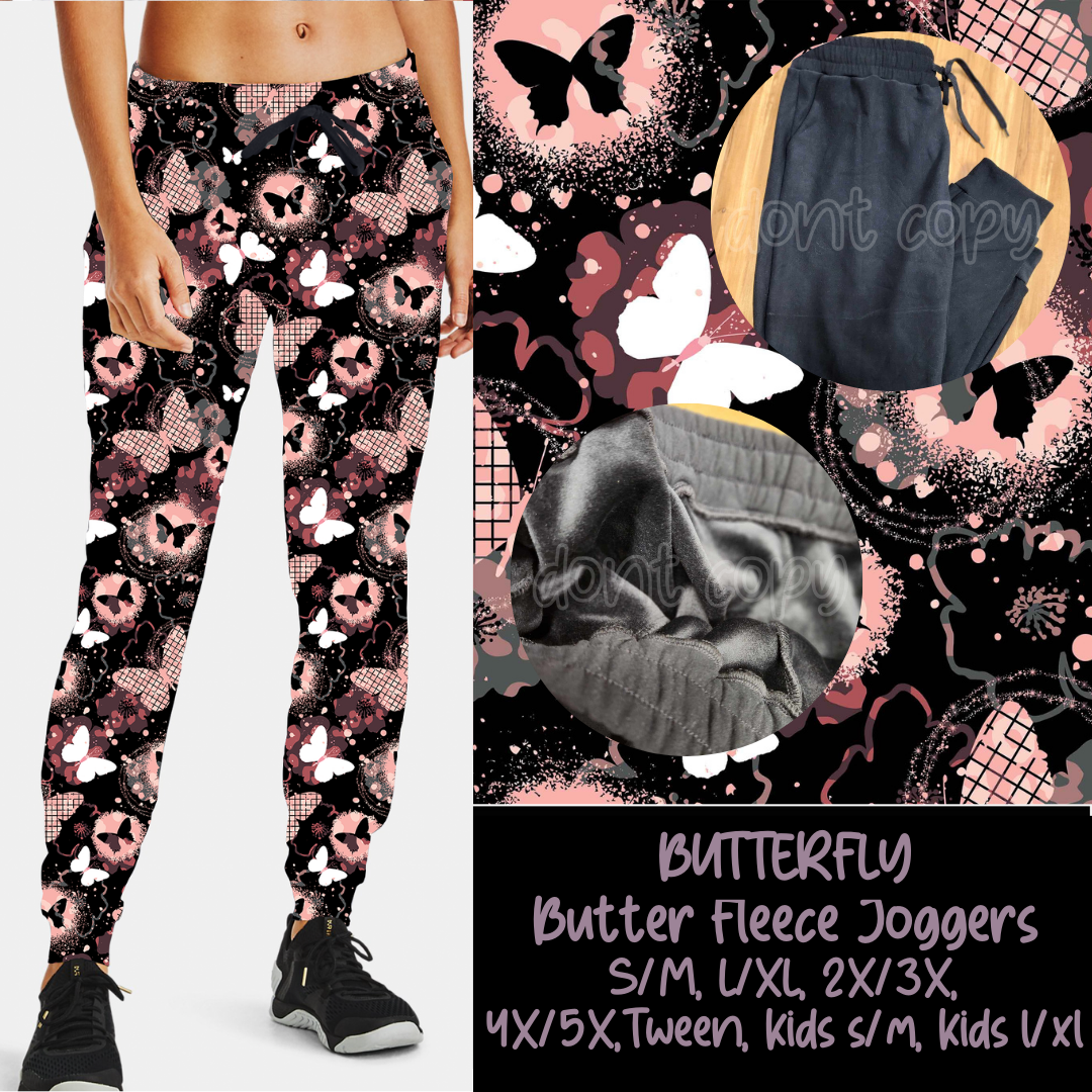 BUTTERFLY - BUTTER FLEECE LINED UNISEX JOGGERS - Like A Duchess