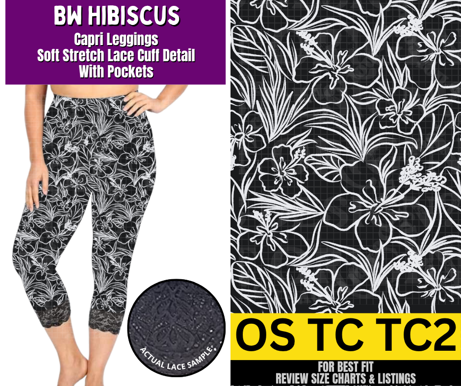 BW Hibiscus Lace Cuff Capris w/ Pockets - Like A Duchess