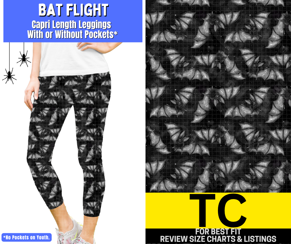 Bat Flight Capri Length Leggings w/ Pockets - Like A Duchess