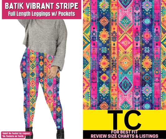 Batik Vibrant Stripe Full Length Leggings w/ Pockets - Like A Duchess
