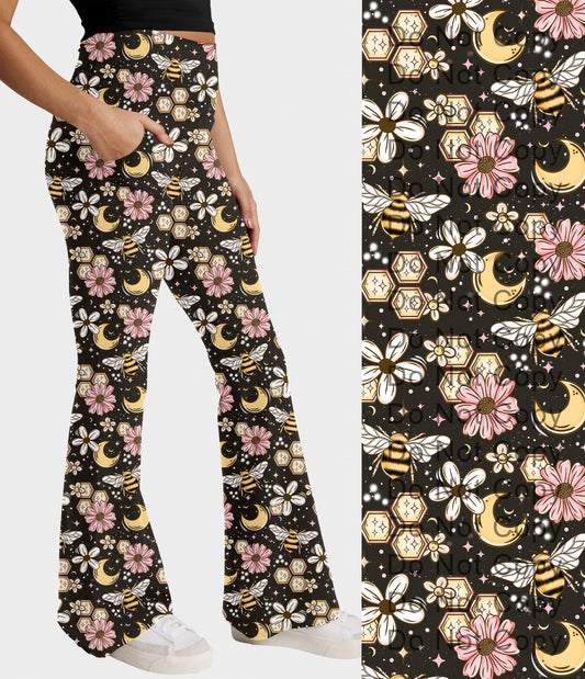RTS - Bees and Moon Flare Leggings w/ Pockets - Like A Duchess