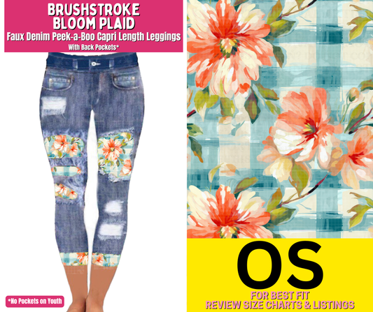 Brushstroke Bloom Plaid Capri Faux Denim Peekaboo - Like A Duchess