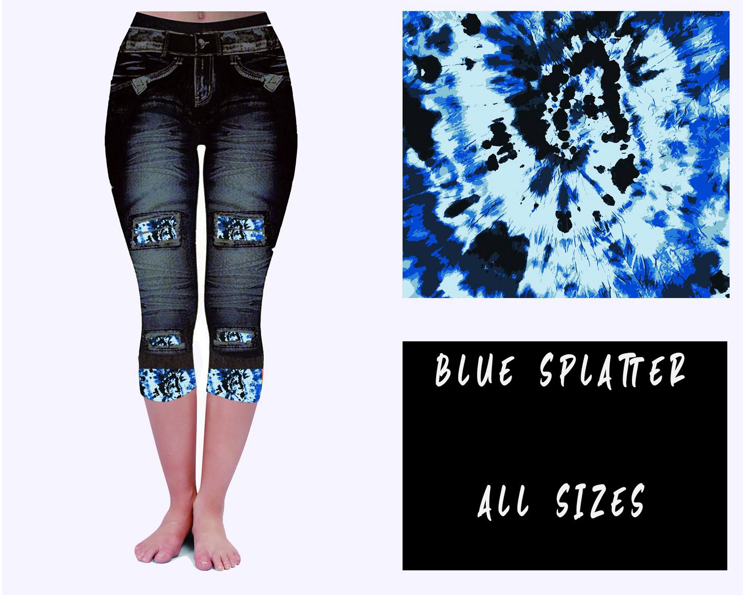 LEGGING JEAN RUN-BLUE SPLATTER (ACTIVE BACK POCKETS) - Like A Duchess
