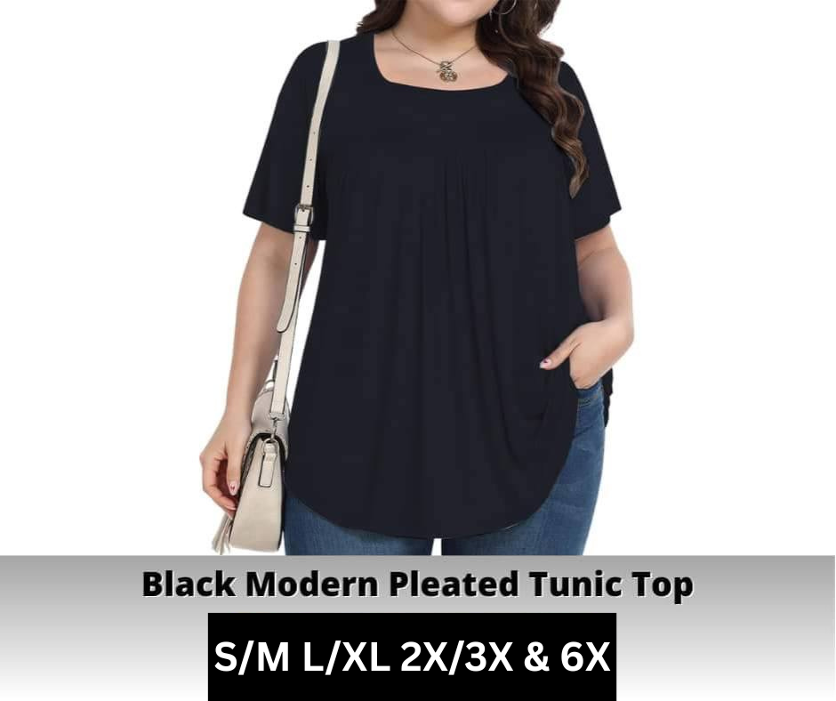 Black Pleated Tunic Top - Like A Duchess