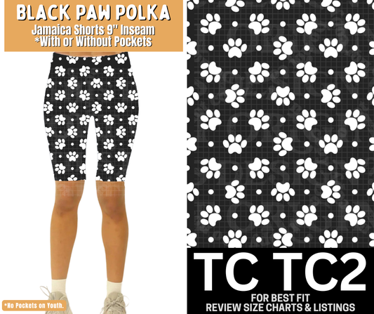 Black Paw Polka Jamaica Shorts w/ Pockets - Like A Duchess