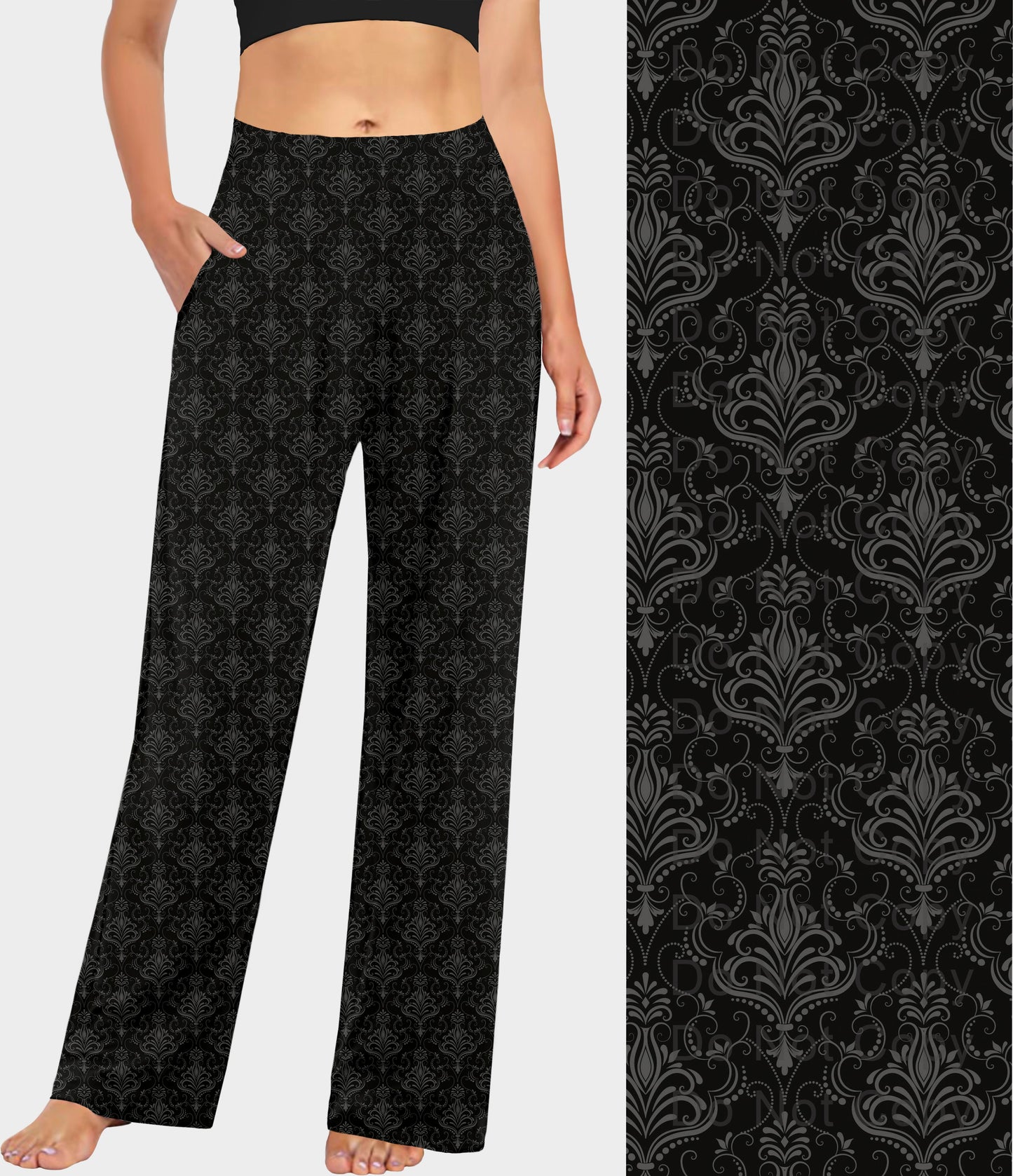 RTS - Black Damask Lounge Pants - Like A Duchess
