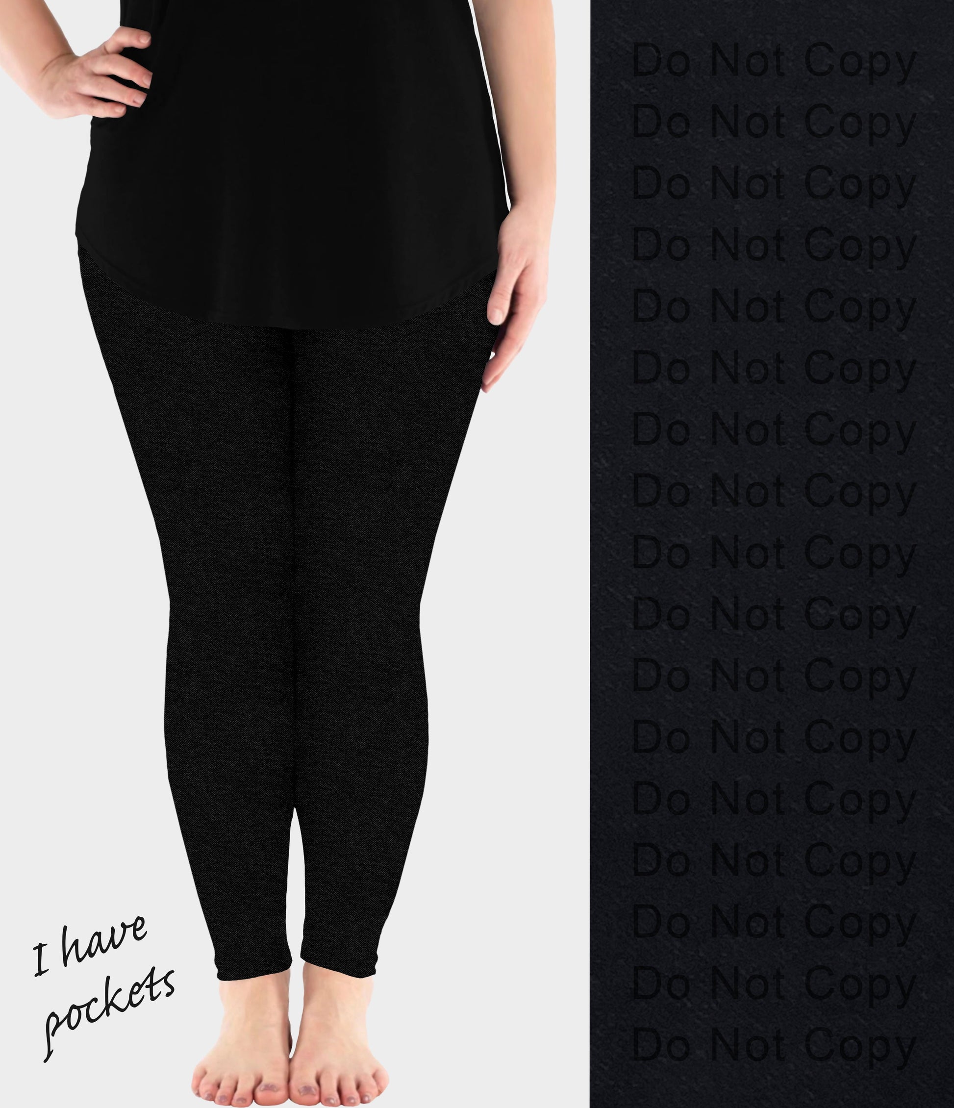 RTS - Black Faux Denim Leggings w/ Pockets - Like A Duchess