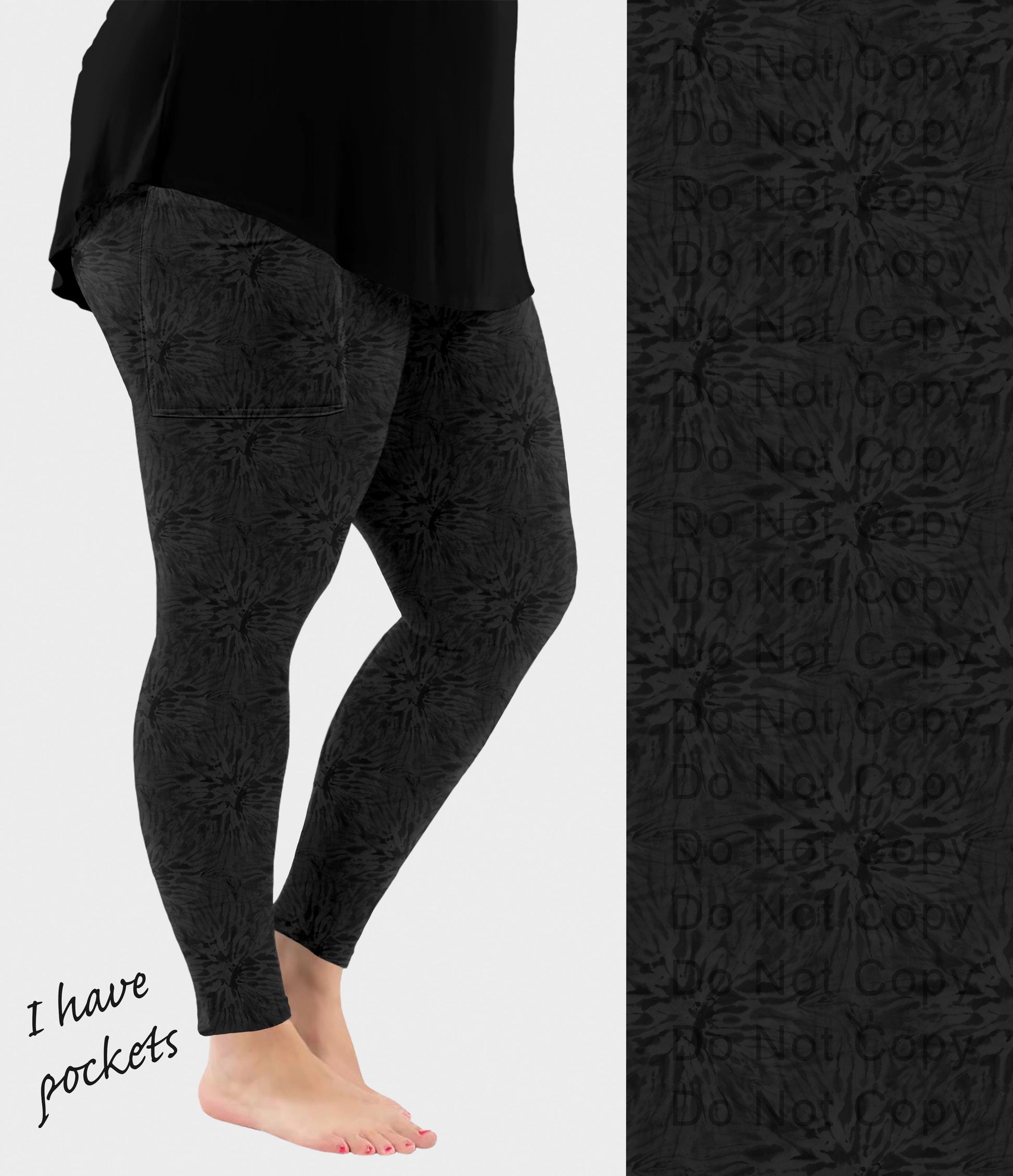 RTS - Black Tie Dye Leggings with Pockets - Like A Duchess