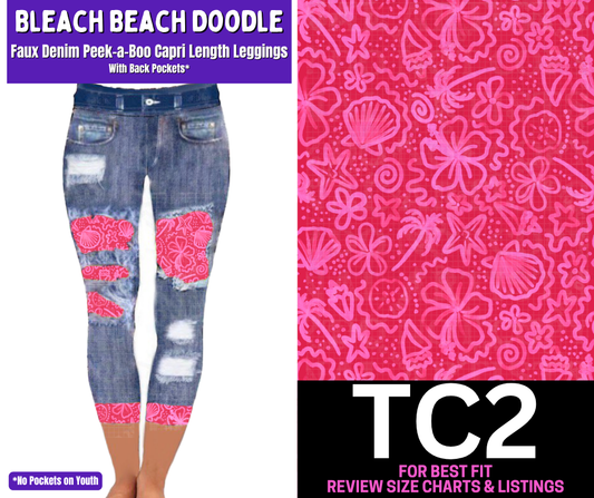 Bleach Beach Doodle Capri Faux Denim Peekaboo - Like A Duchess