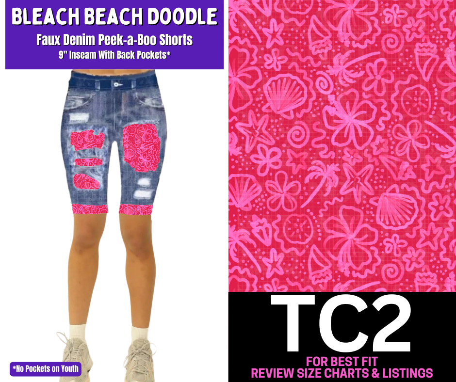 Bleach Beach Doodle Faux Denim Peekaboo Jamaica Shorts - Like A Duchess