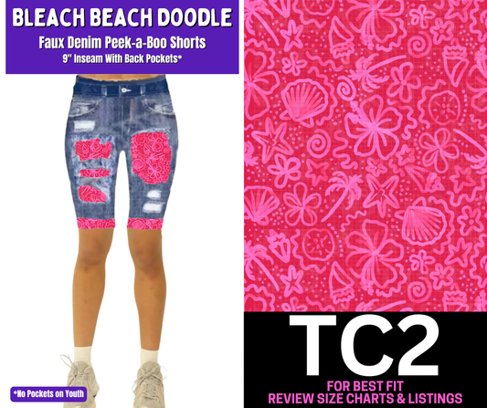 Bleach Beach Doodle Faux Denim Peekaboo Jamaica Shorts - Like A Duchess