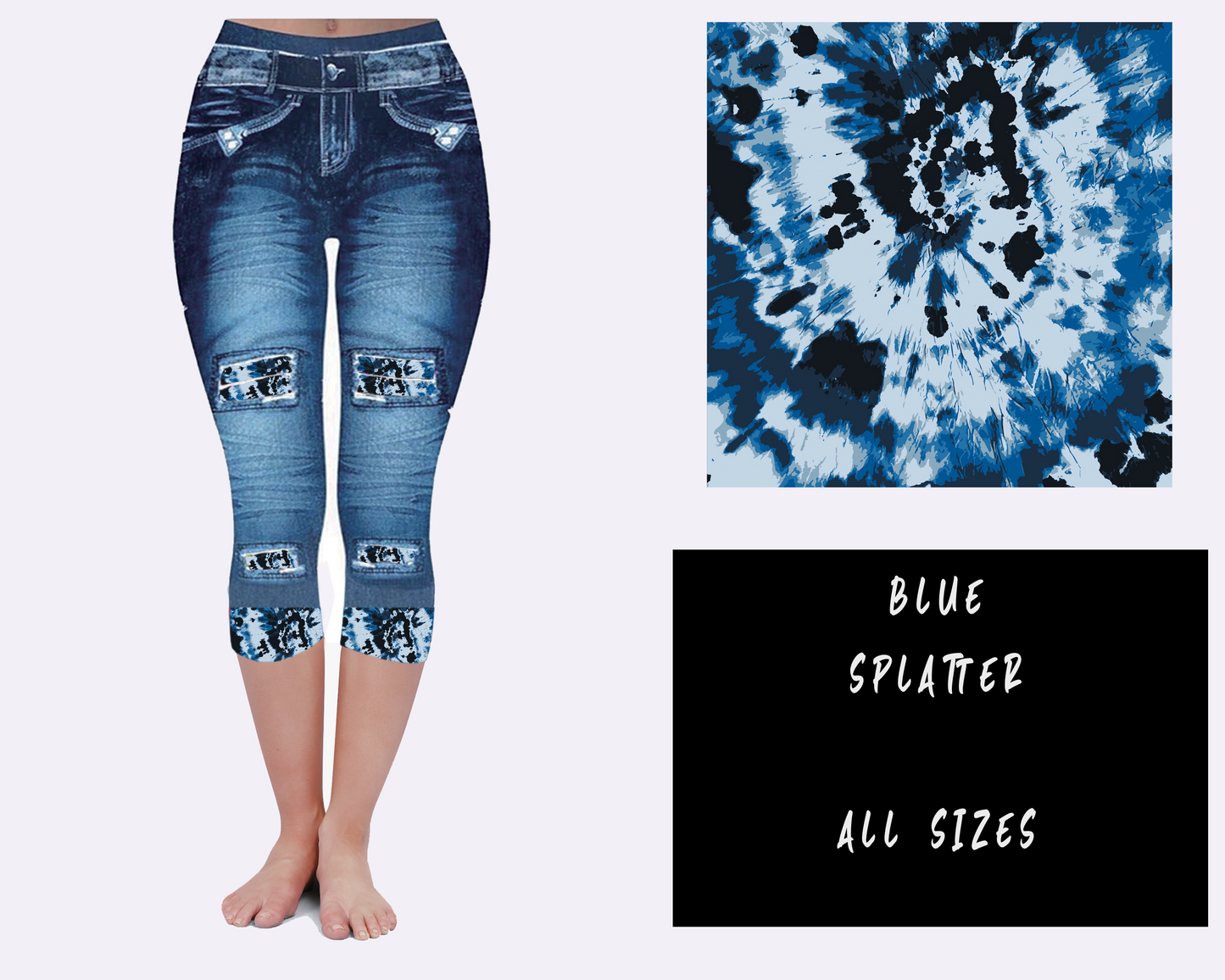 LEGGING JEAN RUN-BLUE SPLATTER (ACTIVE BACK POCKETS) - Like A Duchess