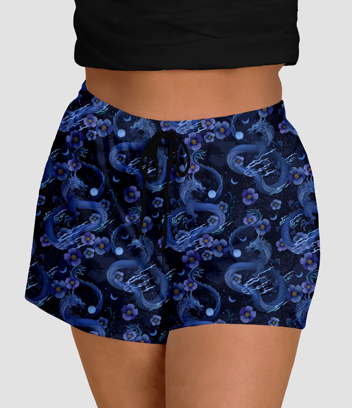 RTS - Blue Mystic Dragon Jogger Shorts - Like A Duchess
