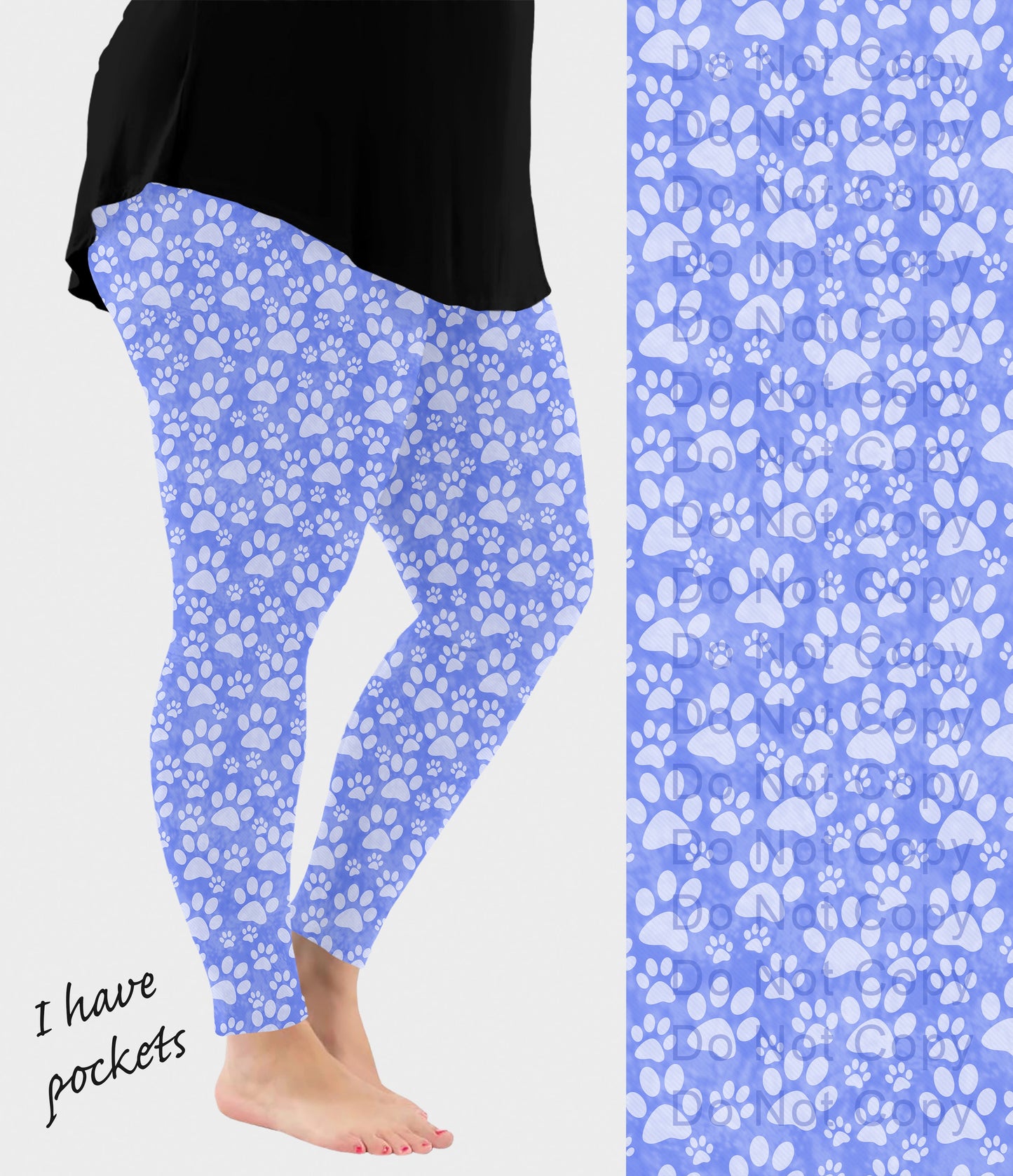 RTS - Blue Paws Leggings w/ Pockets - Like A Duchess