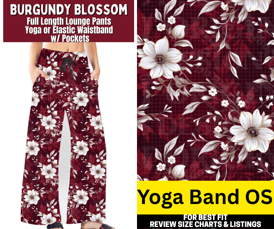 Burgundy Blossom Fleece Lounge Pants - Like A Duchess