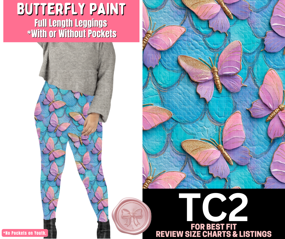Butterfly Paint Full Length Leggings w/ Pockets - Like A Duchess