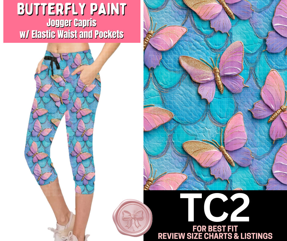 Butterfly Paint Jogger Capri - Like A Duchess
