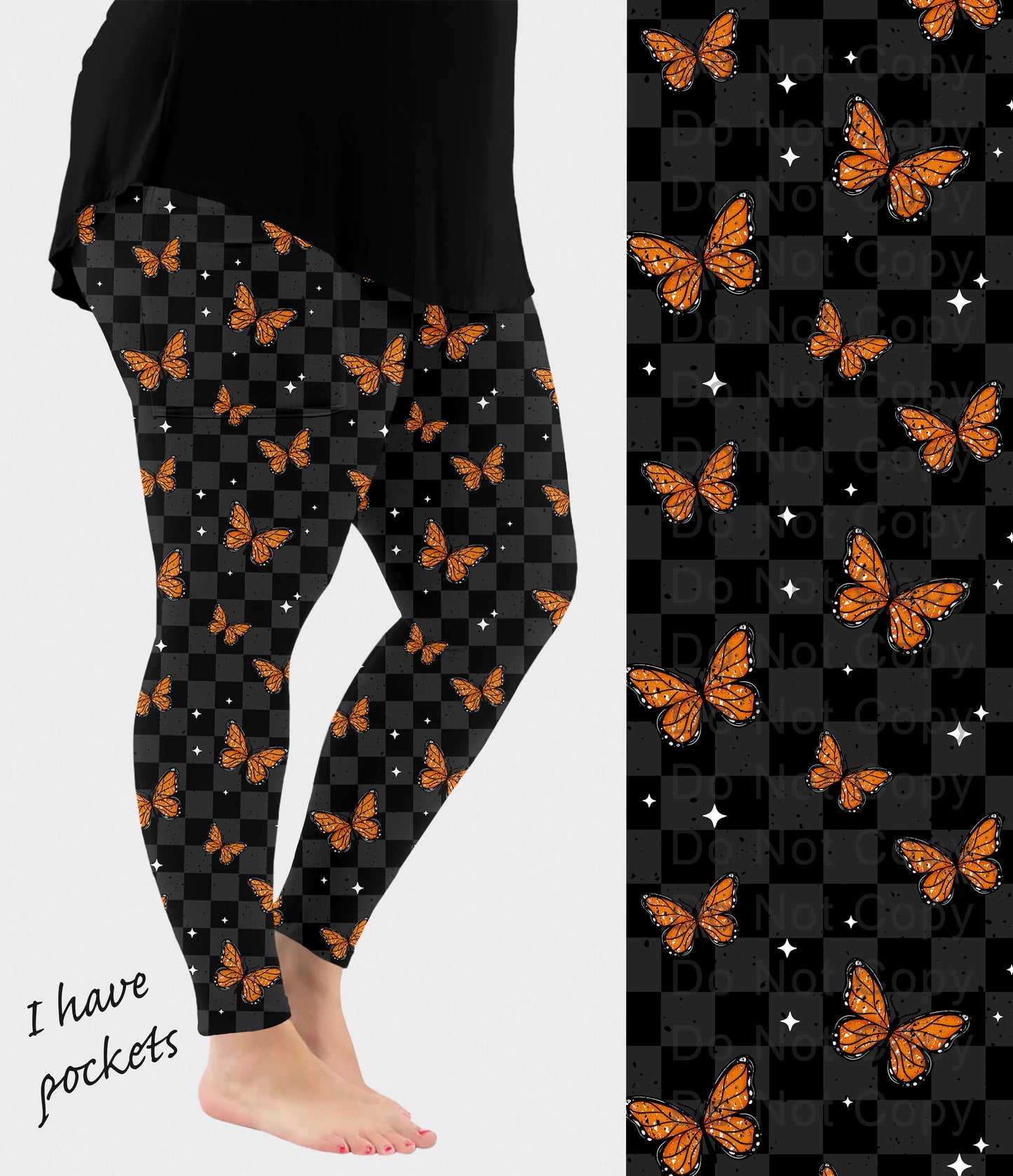 RTS - Butterfly Check Leggings w/ Pockets - Like A Duchess