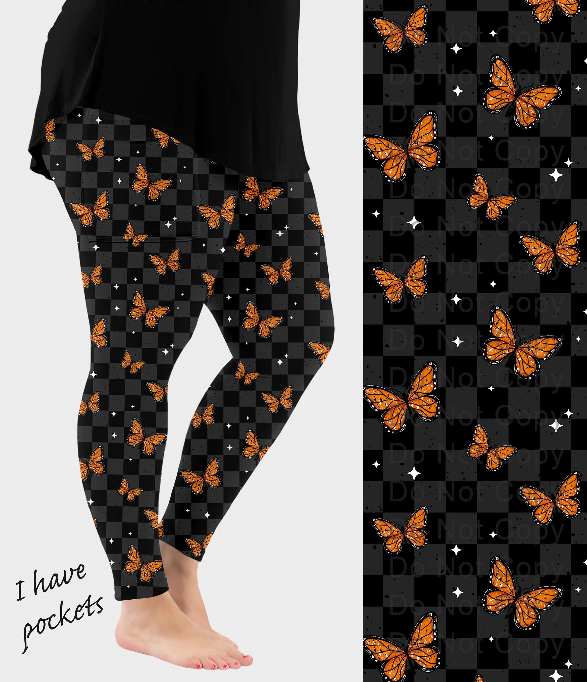 RTS - Butterfly Check Leggings w/ Pockets - Like A Duchess