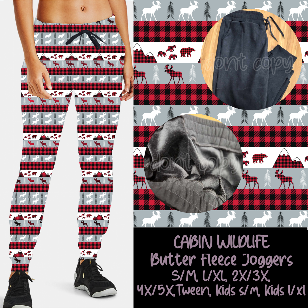 CABIN WILDLIFE - BUTTER FLEECE LINED UNISEX JOGGERS - Like A Duchess