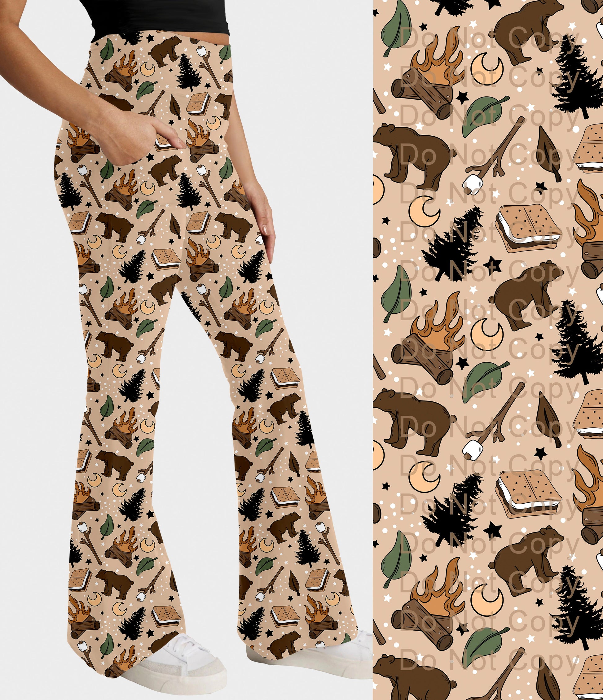 RTS - Campfire S'mores Flare Leggings w/ Pockets - Like A Duchess
