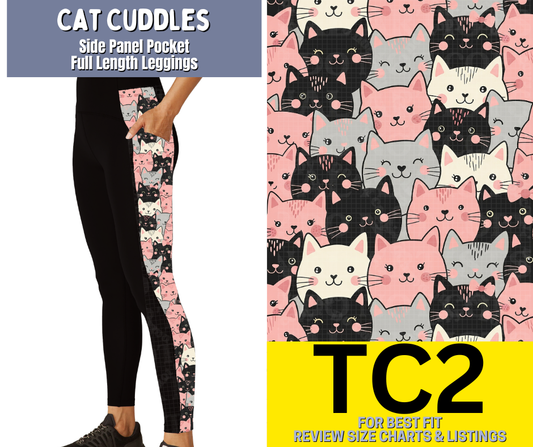 Cat Cuddles Side Panel Pocket Full Length Leggings - Like A Duchess