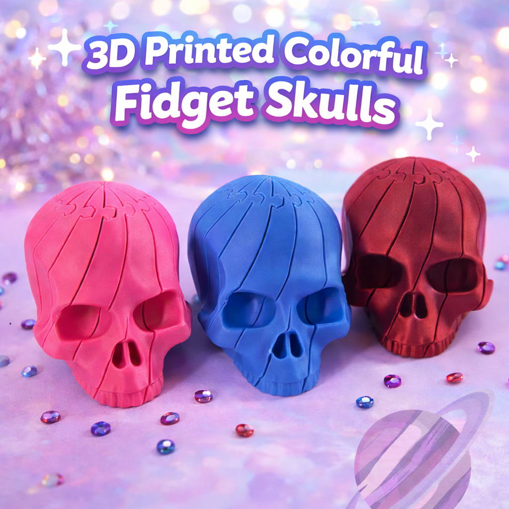 COLORFUL FIDGET SKULL- 3D PRINTED - Like A Duchess