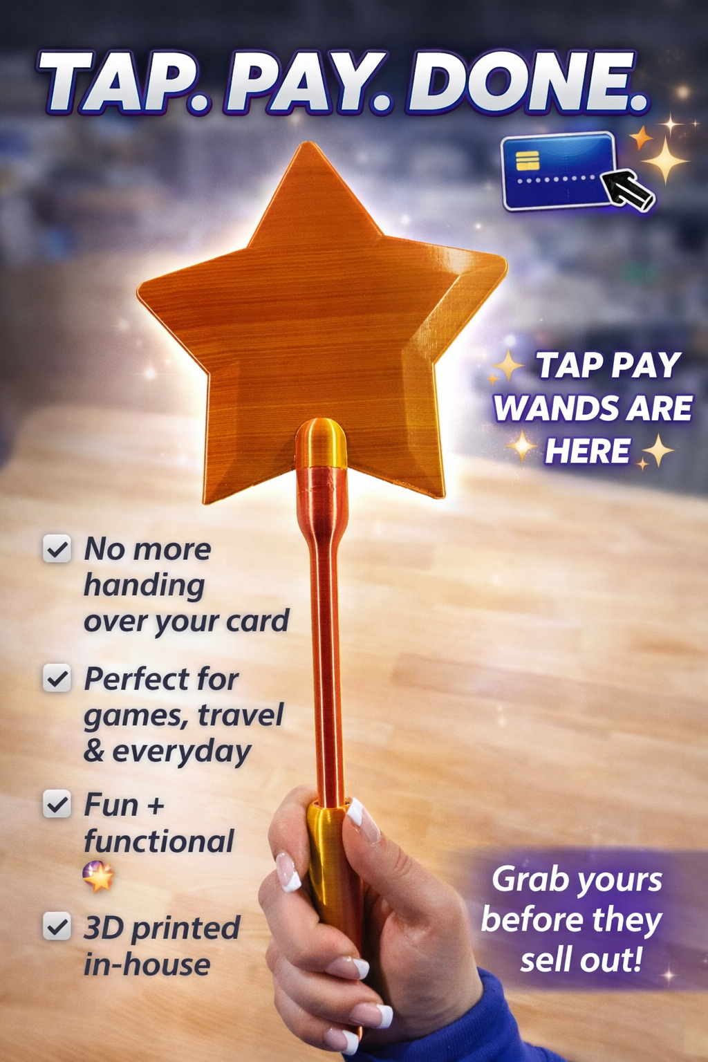 TAP PAY WAND FOR TAP ENABLED CREDIT AND DEBIT CARDS- 3D PRINTED IN HOUSE - Like A Duchess