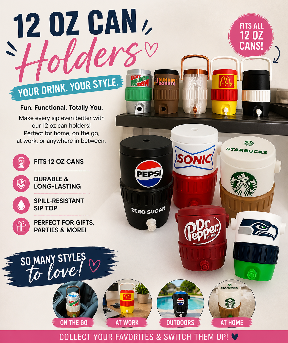 GF-3D PRINTED CUSTOM 12 OUNCE CAN HOLDERS