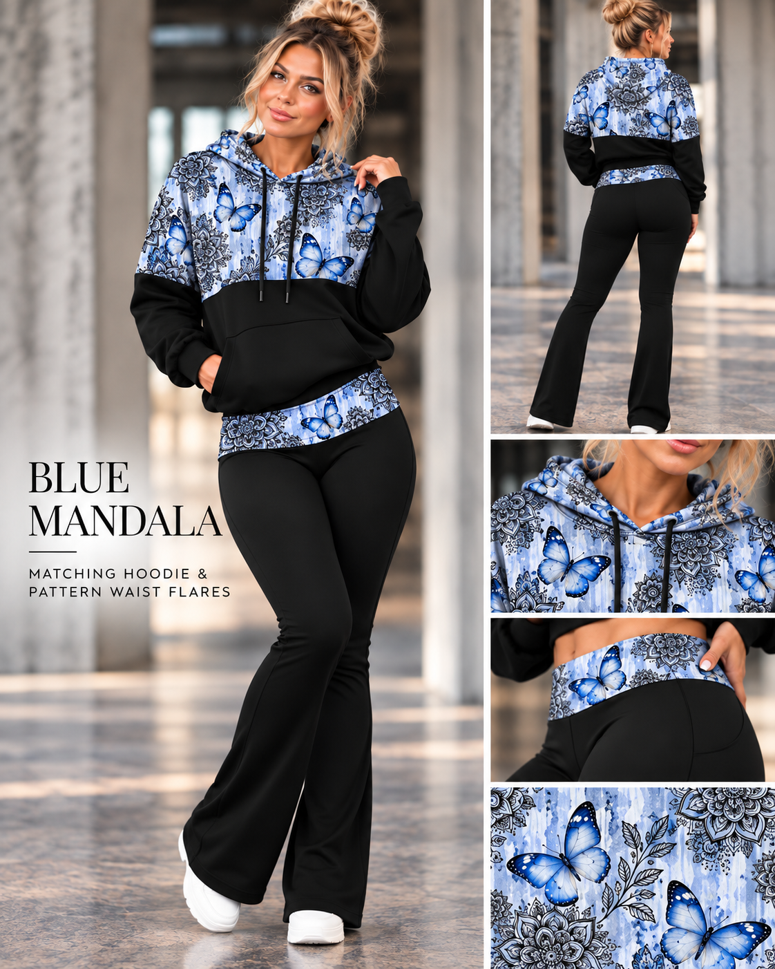 BLUE MANDALA-PATTERN BLOCK HOODIE-PREORDER CLOSING 10/11