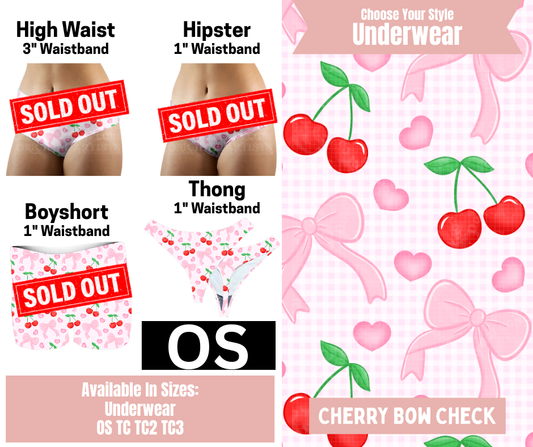 Cherry Bow Check Thong Underwear